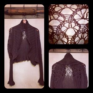 🪶OGO Geral Paris Boho Crochet Bell-Sleeve Sweater Cardigan-S/M